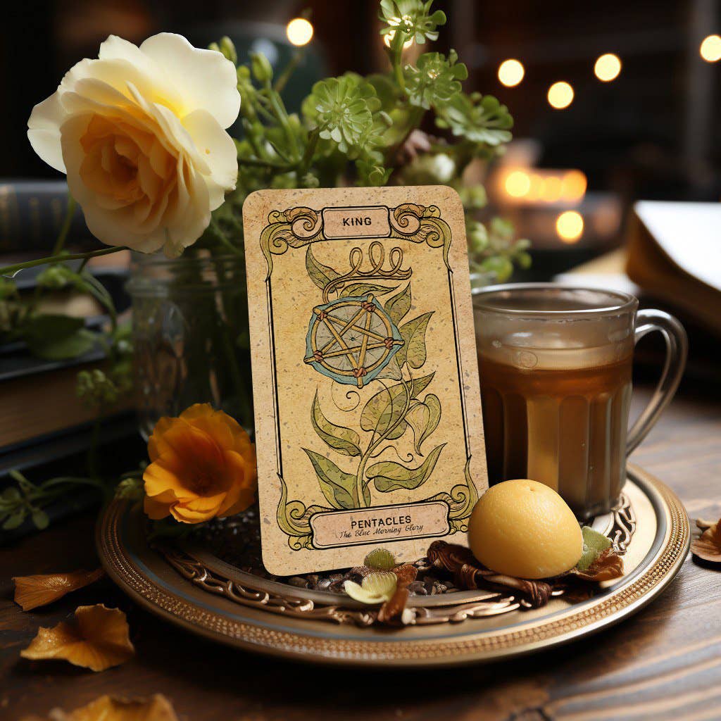 Botanica Oculta tarot card close-up with botanical illustration KING