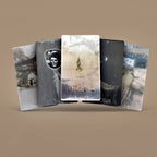 Fan of five Tarot of Unknown Shadows cards showing dark and surreal imagery