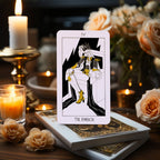 Dark Synevyr The Golden Path Tarot Deck 80 Cards - card The Emperor displayed with candles