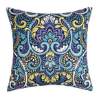 Outdoor Floral Cushion Cover front view with blue and purple mandala pattern